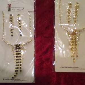 Christina Collection 1 Size-Fits-All, Rhinestone Necklace & Earrings